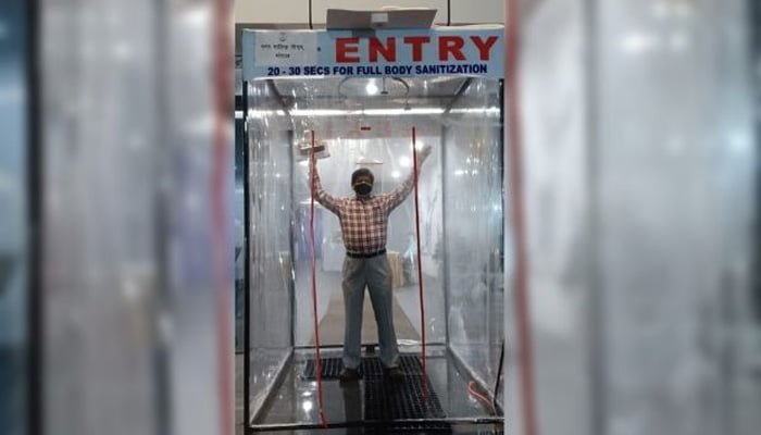 मध्यप्रदेश की पहली फुल बॉडी सेनेटाइजेशन मशीन भोपाल में 1 sanitization machine