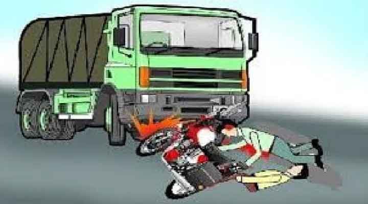 तेज रफ्तार ट्रक की ठोकर से कार व बाईक सवार की मौत 1 maut