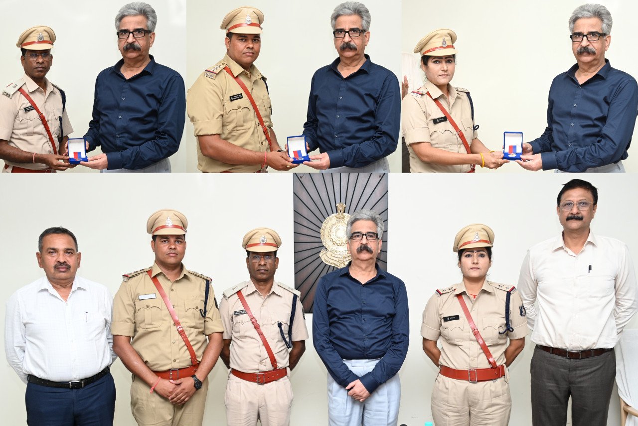 Police officers honored by the Director General of Police by giving medals and certificates