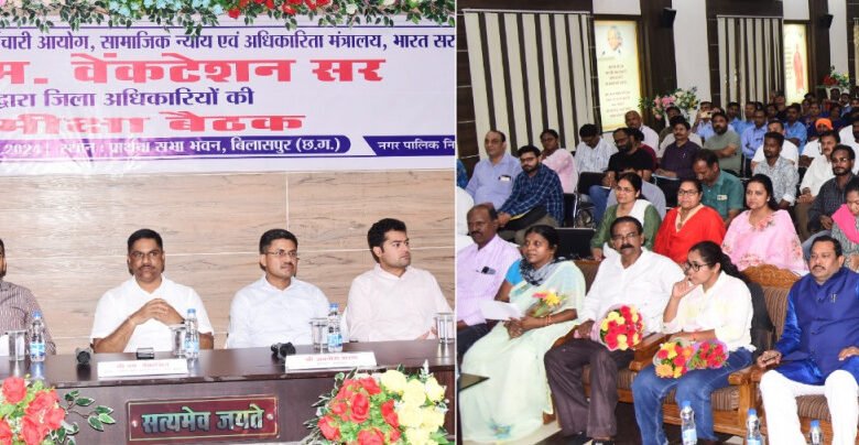राष्ट्रीय सफाई कर्मचारी आयोग के अध्यक्ष श्री एम वेंकटेशन ने ली अधिकारियों की बैठक 1 Chairman of National Safai Karmachari Commission Shri M Venkatesan took the meeting of officers.