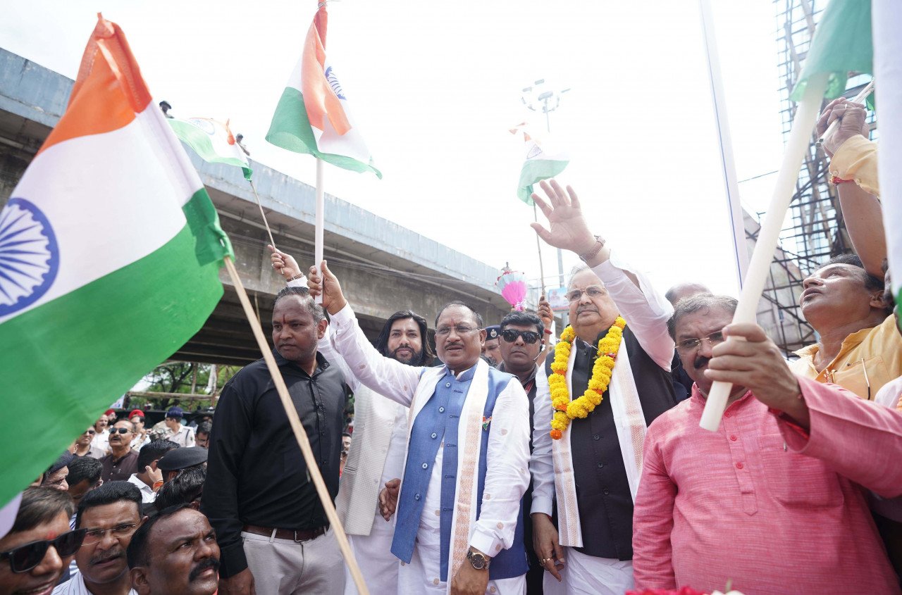 Chief Minister Vishnu Dev Sai participated in the tricolor rally in Rajnandgaon.