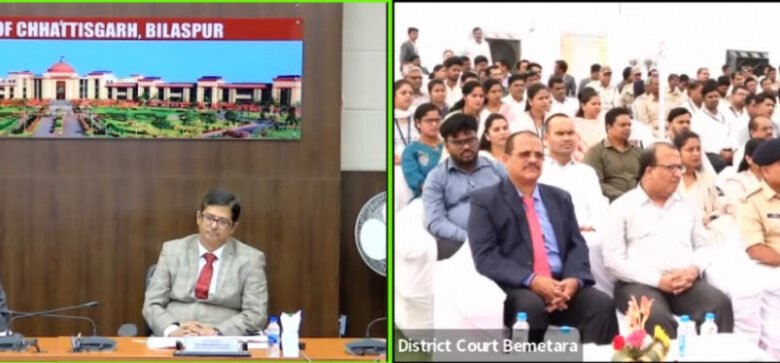 बेमेतरा कुटुम्ब न्यायालय भवन का हुआ भूमिपूजन व शिलान्यास 1 Bhoomipujan and foundation stone laying ceremony of Bemetara family court building
