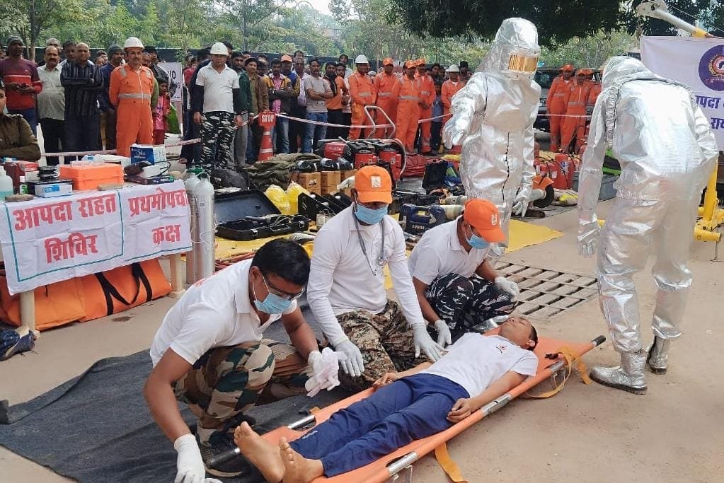 All three teams practiced relief and rescue operations in emergency situations like fire.