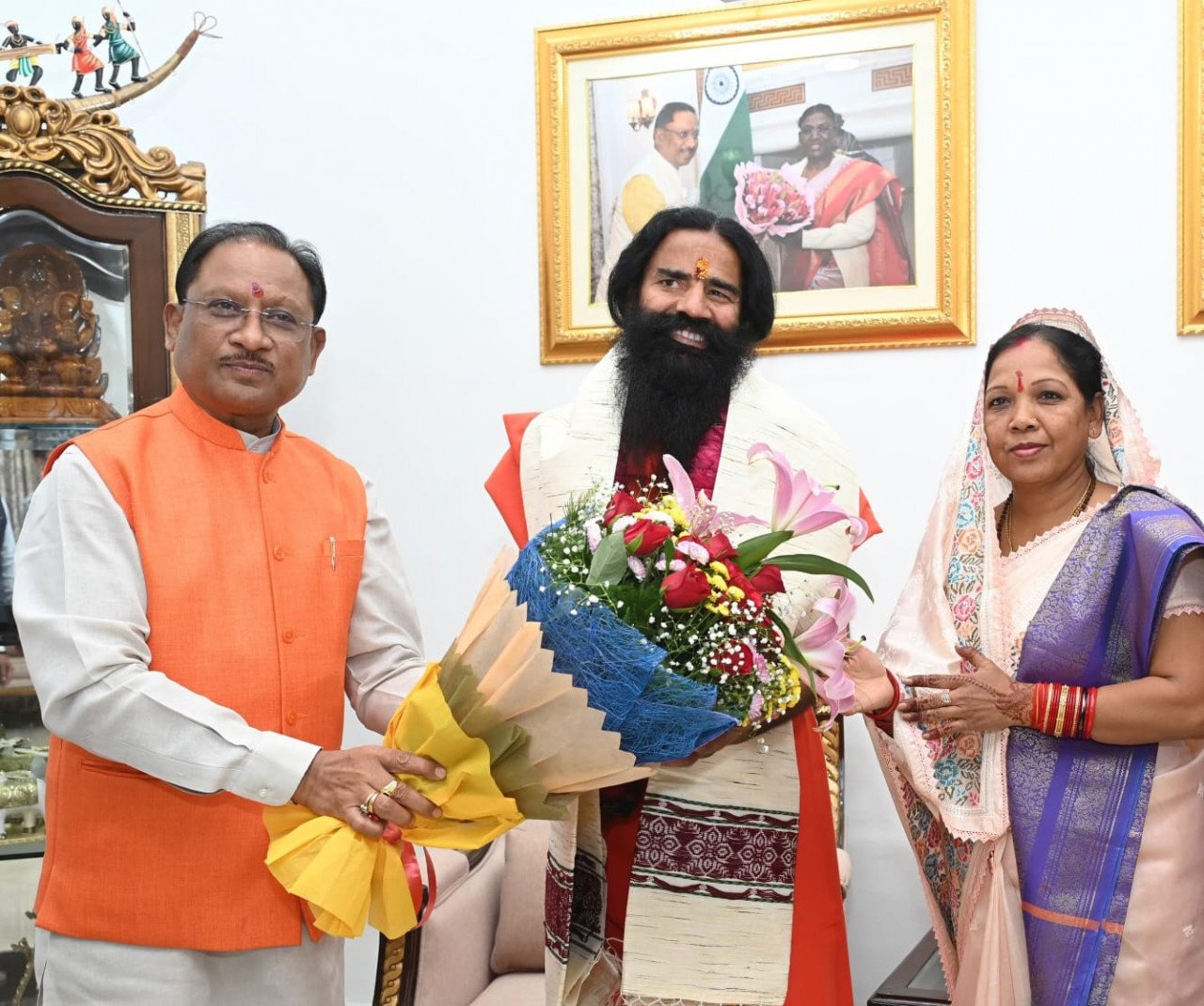 Yoga Guru Baba Ramdev paid courtesy call on Chief Minister Vishnudev Sai.