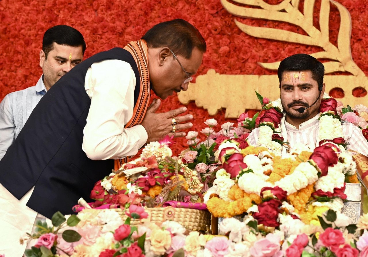 CM Sai listened to the story of Shri Krishna-Sudama in Shrimad Bhagwat Katha, wished for the prosperity and happiness of Chhattisgarh.