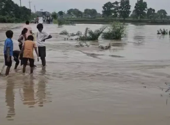 लगातार बारिश से बलौदाबाजार का गांव बना जलद्वीप, कई रास्ते बंद, स्कूलों में लटका ताला 1 Due to continuous rain, Balodabazar village became a water island, many roads closed, schools locked