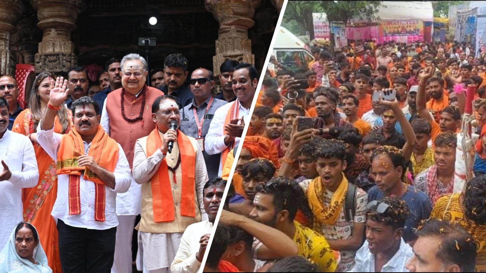 On the third Monday of Sawan, Shiv devotees were given a warm welcome at Bhoramdev temple, the sky resonated with a shower of flowers