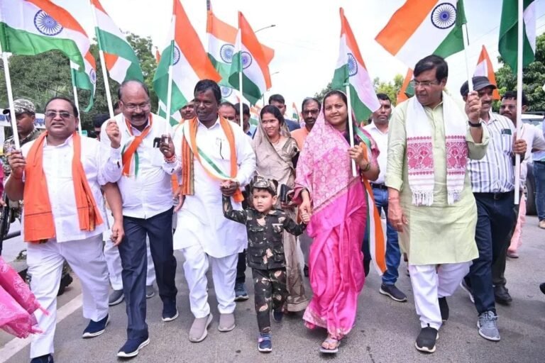 A grand tricolor rally was taken out in Surajpur under the Har Ghar Tiranga Abhiyan