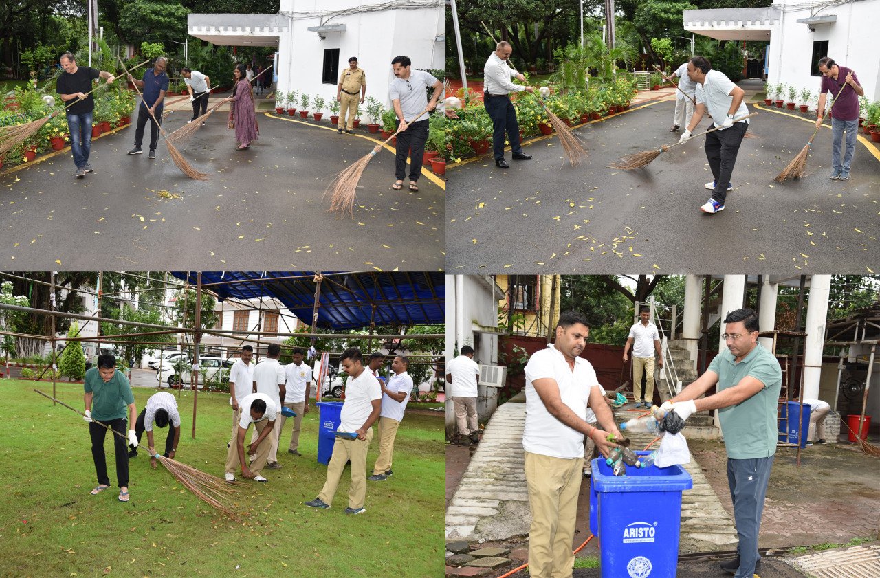 An example of cleanliness was seen in the Raj Bhavan premises, officials themselves picked up the broom