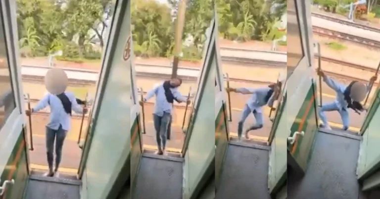 A girl became a victim of an accident while making a 'railway reel' by hanging from a train