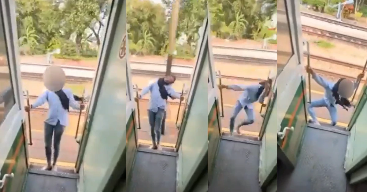 A girl became a victim of an accident while making a 'railway reel' by hanging from a train