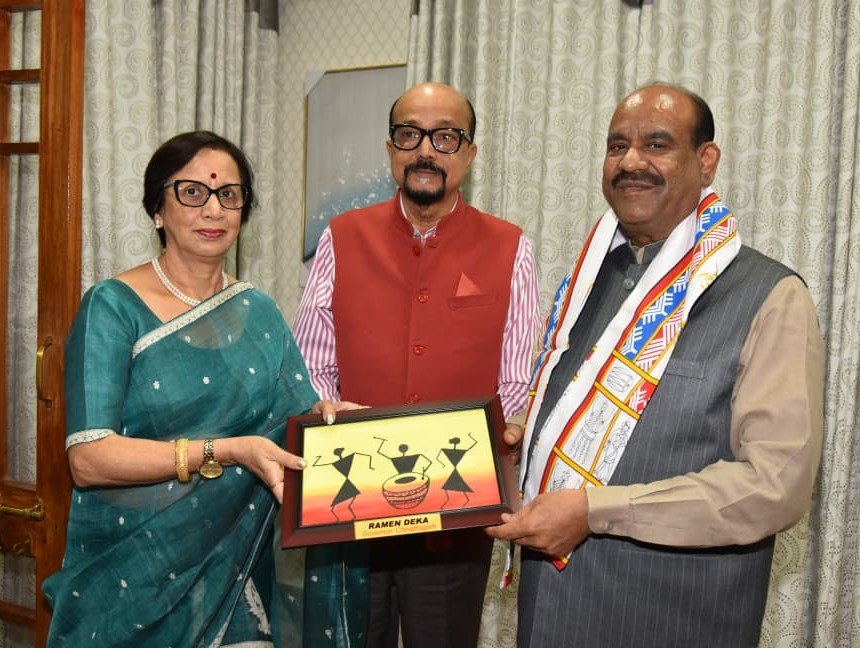 Lok Sabha Speaker Om Birla was welcomed by Governor Ramen Deka.