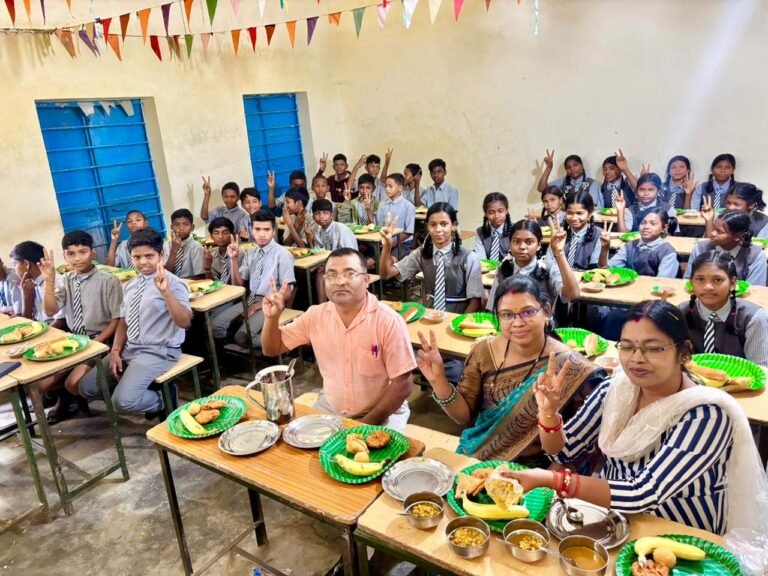 A delicious birthday celebration in the school, bringing smiles to the faces of children and teachers