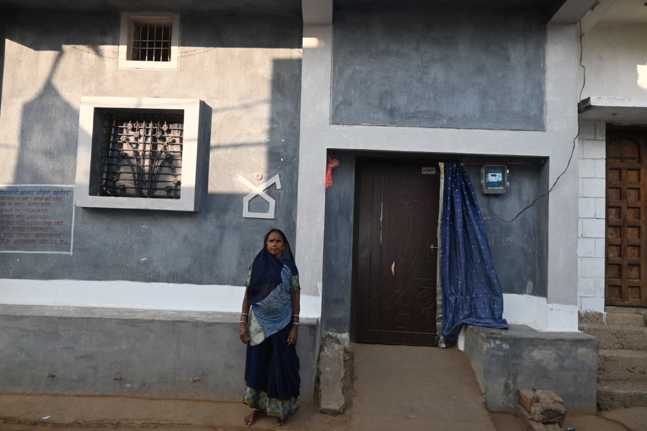 From a mud house to a concrete roof: The Pradhan Mantri Awas Yojana (PMAY) has transformed Sadho Bai's life.