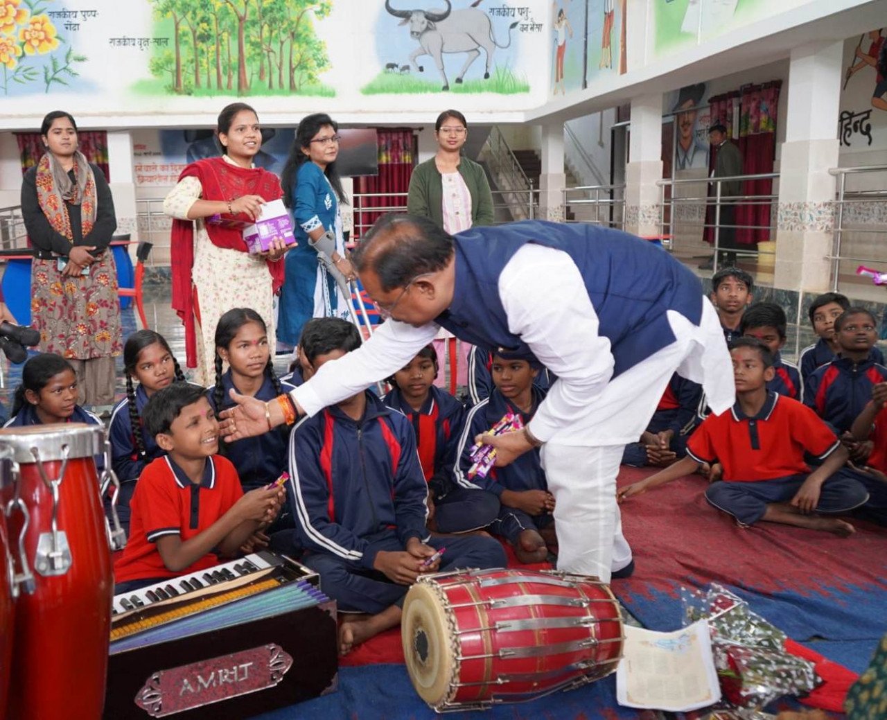 Chief Minister Vishnu Dev Sai reached among the differently-abled children and announced to provide a bus to the school.