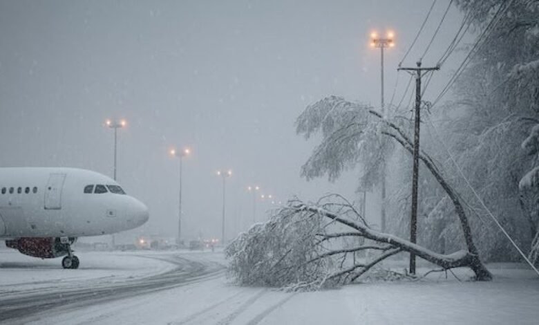 US snowstorm halts flights, stranding thousands