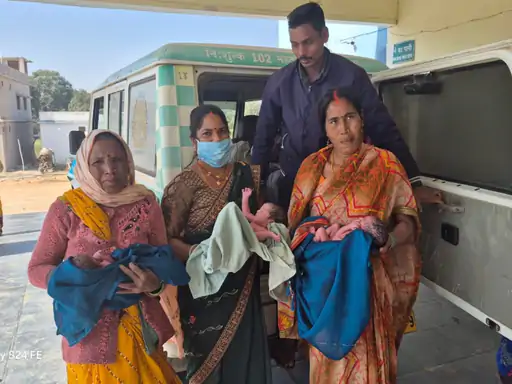 A woman gave birth to three newborns in Balrampur, bringing joy to the family.
