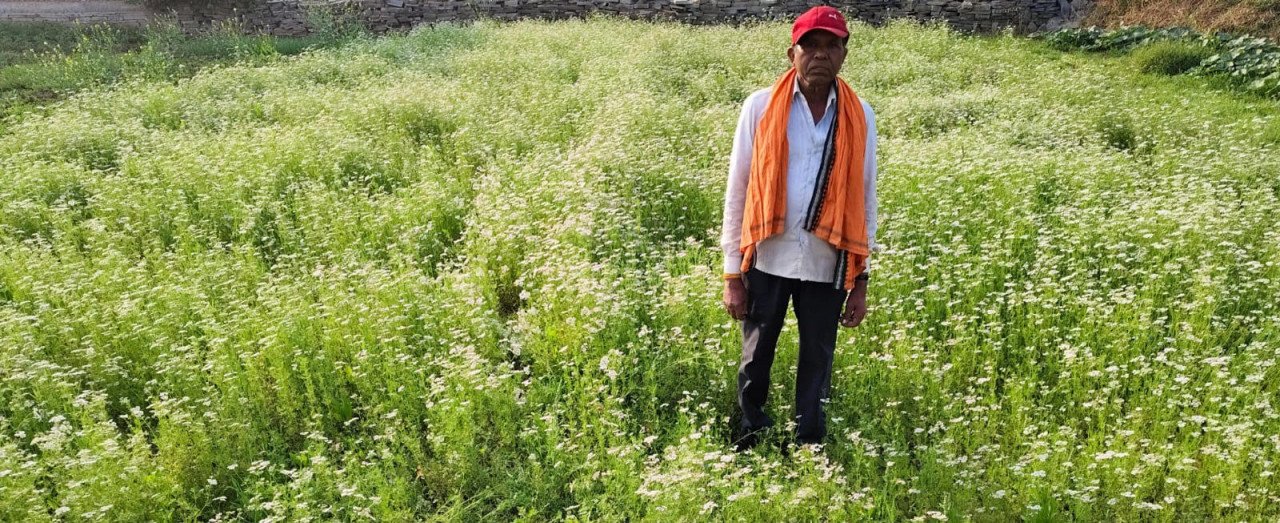 From paddy to coriander: Achridih farmer Ratiram Patel has increased his income and set an example.