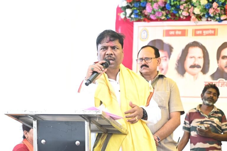 Inauguration of the Kandra tribal community center in Raipur; emphasis placed on education and organization.