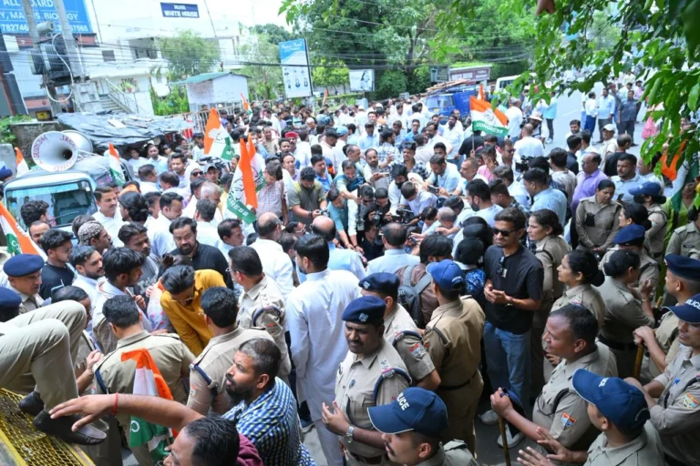 Politics heats up over land scam allegations; Congress stages major protest.
