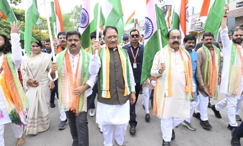 Raipur bathed in the colours of the Tricolour; CM Sai led a grand Tiranga Yatra alongside thousands of people.