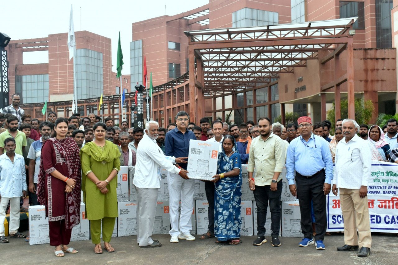 Farmers gain support for modern farming; 140 battery-operated sprayers and solar panels distributed.