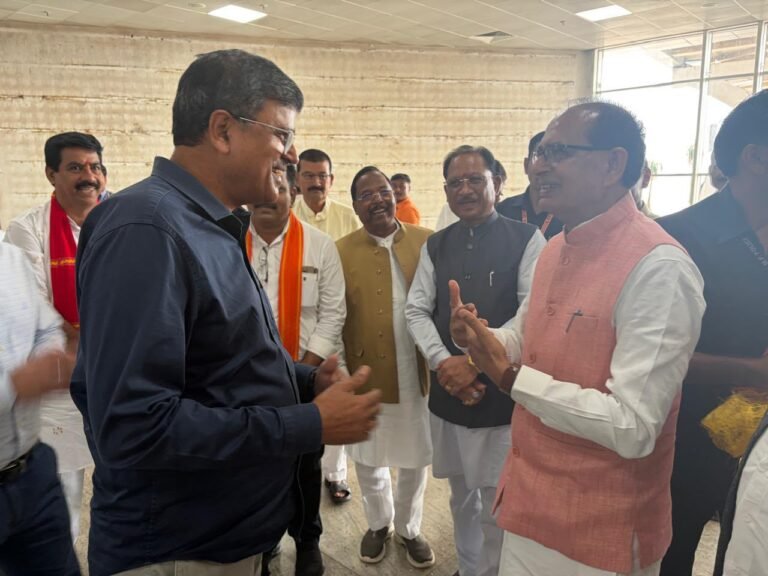 Shivraj Singh Chouhan arrives in Raipur; praises ICAR-NIBSM's agricultural research.