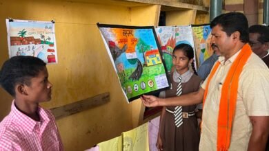 Children in Narayanpur crafted a vision of ‘Viksit Bharat’ (Developed India) using colors and words; 650 students showcased their talent.