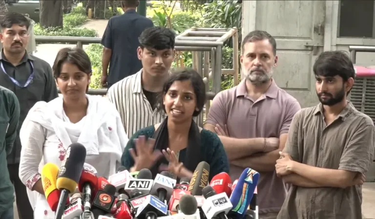 Rahul Gandhi's press conference, Delhi Police brutality, student protest in Connaught Place, NSUI protest, Rahul Gandhi on Amit Shah, illegal detention by Delhi Police.